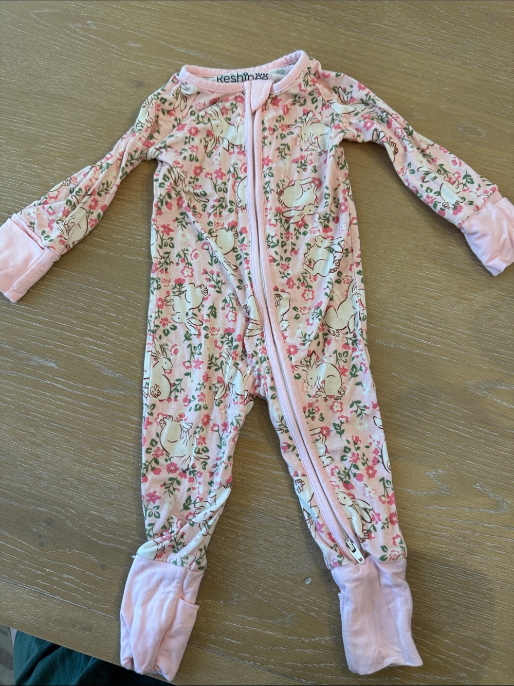 Unbranded Pink Floral Bunny Footed One-Piece